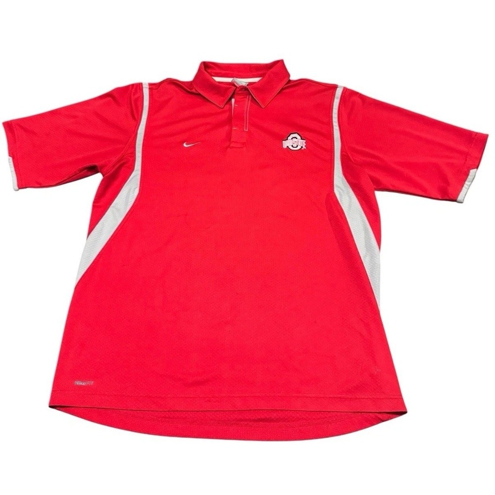 Nike Team Ohio State Buckeyes‎ Polo Shirt Red L Dri-Fit